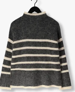 SECOND FEMALE grijze trui ovalis knit t-neck grijs Outlet