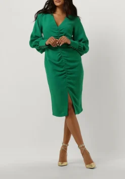 ACCESS e mini jurk ruched dress with v neckline groen Hot