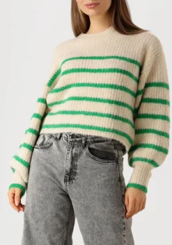 CO'COUTURE e trui coralie crop stripe o-knit groen