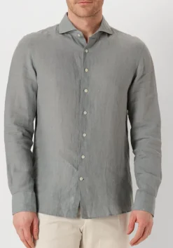 PROFUOMO e klassiek overhemd shirt x-cutaway linen groen Discount