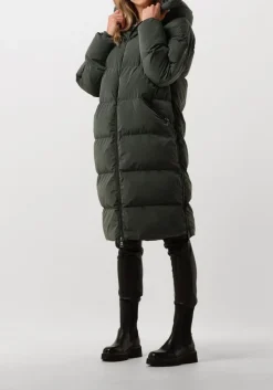 BLONDE08 gewatteerde jas lang doorgestikte jas khaki New