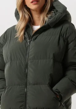 BLONDE08 gewatteerde jas lang doorgestikte jas khaki New