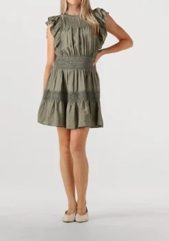 CO'COUTURE mini jurk callumcc frill pintuck dress khaki Hot