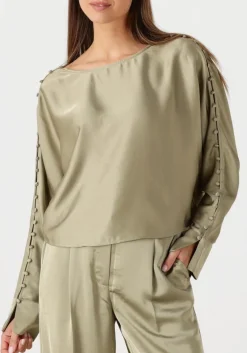 DANTE6 blouses rocco satin button detail top khaki Online