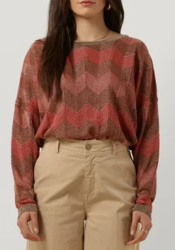 SUMMUM trui boat neck sweater shimmering lurex knit koraal Clearance