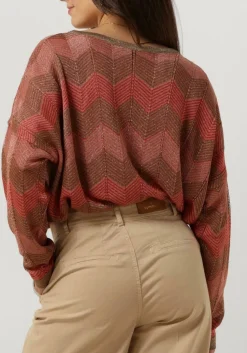 SUMMUM trui boat neck sweater shimmering lurex knit koraal Clearance