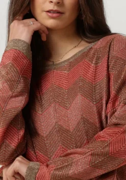 SUMMUM trui boat neck sweater shimmering lurex knit koraal Clearance