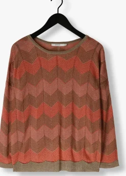 SUMMUM trui boat neck sweater shimmering lurex knit koraal Clearance