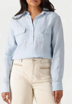 MOS MOSH e blouses mmenna linen pocket blouse lichtblauw
