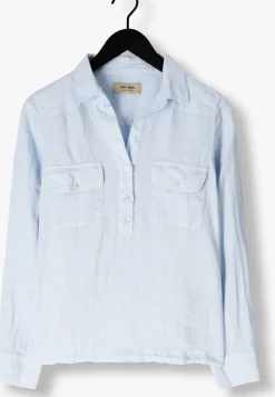 MOS MOSH e blouses mmenna linen pocket blouse lichtblauw