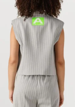 ALIX THE LABEL lichtgrijze gilet ladies woven pinstripe waistcoat lichtgrijs Clearance