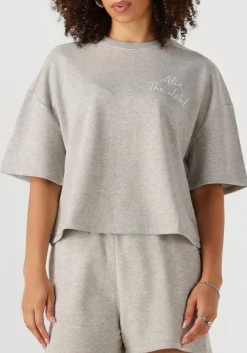 ALIX THE LABEL lichtgrijze t-shirt ladies knitted sweat t-shirt lichtgrijs Outlet