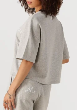 ALIX THE LABEL lichtgrijze t-shirt ladies knitted sweat t-shirt lichtgrijs Outlet
