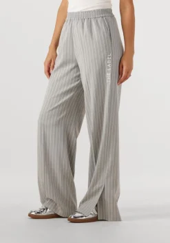 ALIX THE LABEL lichtgrijze wijde broek ladies woven pinstripe pants lichtgrijs Best