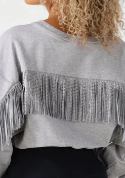 CO'COUTURE lichtgrijze trui studcc fringe sweat lichtgrijs Hot