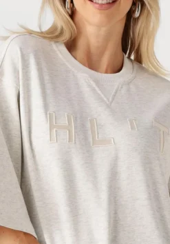 HAUTE L'AMITIÉ lichtgrijze haute l'amitié top hlt ss logo sweat lichtgrijs Online