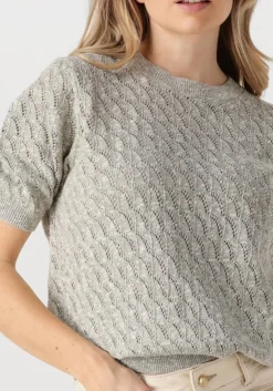MOS MOSH lichtgrijze t-shirt mmkarin marisol ss linen knit lichtgrijs