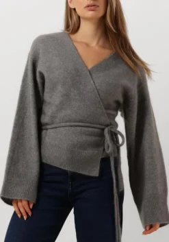SECOND FEMALE lichtgrijze vest brook knit wrap cardigan lichtgrijs Clearance