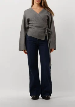 SECOND FEMALE lichtgrijze vest brook knit wrap cardigan lichtgrijs Clearance