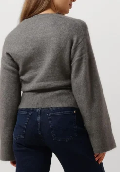 SECOND FEMALE lichtgrijze vest brook knit wrap cardigan lichtgrijs Clearance