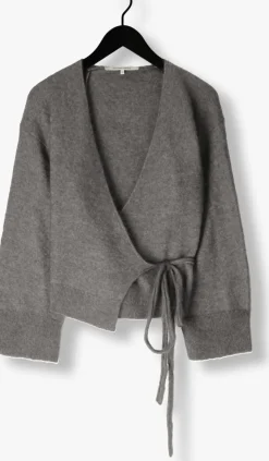 SECOND FEMALE lichtgrijze vest brook knit wrap cardigan lichtgrijs Clearance