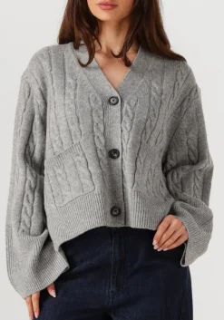 SECOND FEMALE lichtgrijze vest alphine knit cardigan lichtgrijs Best