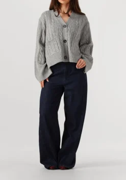 SECOND FEMALE lichtgrijze vest alphine knit cardigan lichtgrijs Best