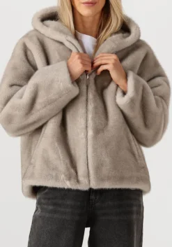 STUDIO AR lichtgrijze faux fur jas ruby lichtgrijs Online