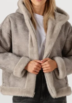 STUDIO AR lichtgrijze faux fur jas ruby lichtgrijs Online