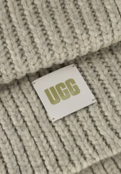 UGG lichtgrijze muts chunky rib beanie knit pom set lichtgrijs Sale