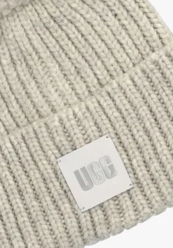 UGG lichtgrijze muts chunky rib knit beanie w pom lichtgrijs Outlet
