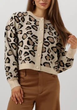 SUMMUM vest knitted cardigan leopard jacquard knit multi