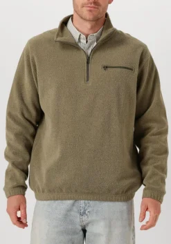 FORÉT forét trui elm half zip sweatshirt olijf