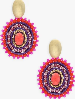 LOTT. GIOIELLI oorbellen filled oval 3 rings w/ stone m oranje Sale