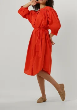SUMMUM midi jurk dress cotton voile oranje Discount