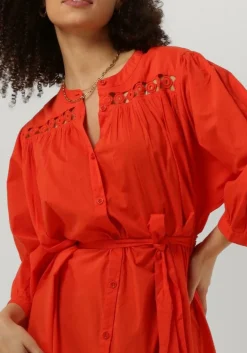 SUMMUM midi jurk dress cotton voile oranje Discount