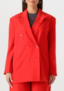 ALIX THE LABEL rode blazer ladies woven oversized blazer rood Clearance