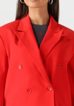 ALIX THE LABEL rode blazer ladies woven oversized blazer rood Clearance