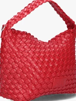 ALIX THE LABEL rode handtas ladies woven lacquar braided bag rood Clearance