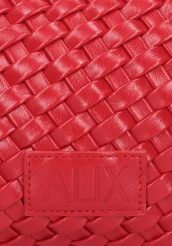 ALIX THE LABEL rode handtas ladies woven lacquar braided bag rood Clearance