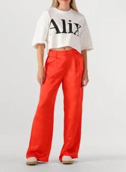 ALIX THE LABEL rode pantalon ladies woven hearts pants rood Sale