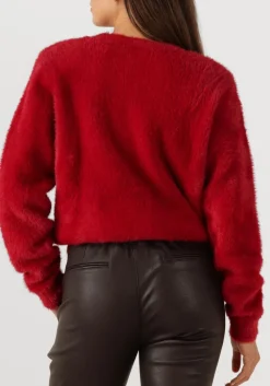 ALIX THE LABEL rode trui ladies knitted mohair pullover rood Outlet