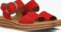GABOR rode platte sandalen 550.2 rood Outlet