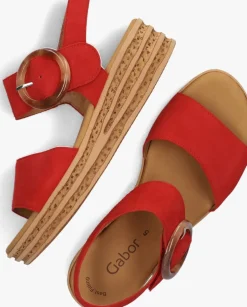 GABOR rode platte sandalen 550.2 rood Outlet