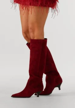 LINA LOCCHI rode hoge laarzen av 256 rood Discount