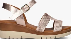 STEFANO LAURAN roségouden sandalen met hak met koord sandaal rosegoud