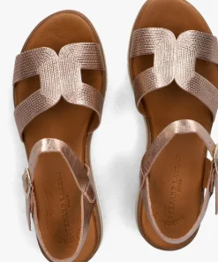 STEFANO LAURAN roségouden sandalen met hak met koord sandaal rosegoud