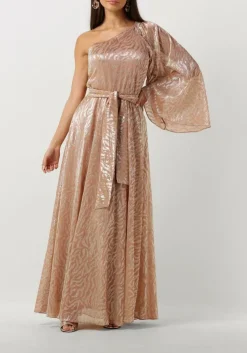 ACCESS maxi jurk shimmery one-shoulder animal print roze New