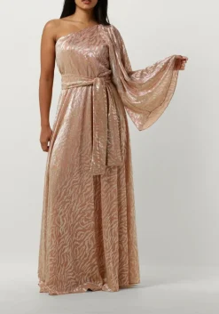 ACCESS maxi jurk shimmery one-shoulder animal print roze New