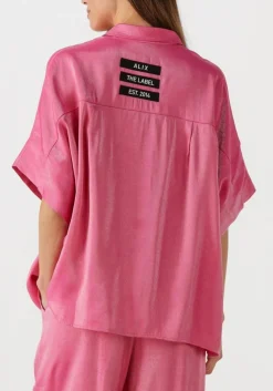 ALIX THE LABEL blouses ladies woven shine boxy blouse roze Hot